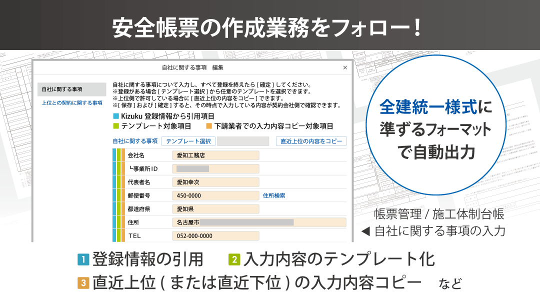 安全帳票の作成業務をフォロー